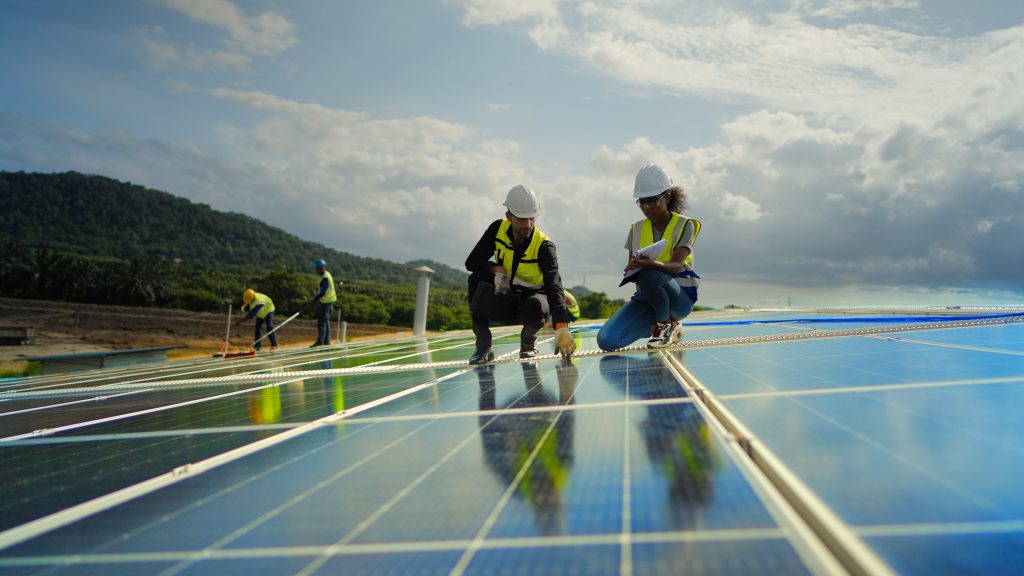 Engineers working on Solar Panels